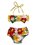 ツーピースBaby Girl Bigリボン付きLilyパターンフローラルホルタービキニ水着 カラー: イエロー