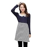 マタニティウェア レディース 半袖/長袖 ワンピース ボーダー オールインワン 【産前産後兼用】 マタニティ ママ服 マタニティ服 妊娠 妊娠服 妊婦服 大きいサイズ 長袖 M