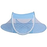 蚊帳 ベビー用 蚊帳ベッド ワンタッチ式 折り畳め 虫除け ムカデや蚊対策　　(蓝色)