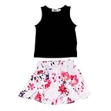 Baosity 全5サイズ ベビー スカート セット ブラック ノースリーブトップとスカート かわいい 2-6歳 - ブラック, 3歳