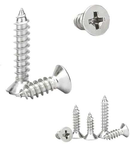 thumbnail image 2 of 100pcs * Flat Phillips Head Self-Tapping Screws, 304 Stainless Steel, Durable & * Resistant * For Wood & Metal 2 of 14