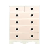 アルファタカバ 子供部屋に置きたいキッズチェスト ポップハート 幅75cm5段タイプ パステルピンク(取っ手ブラック)