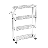 スチールワゴン 4段 幅20×奥行60×高さ94.5cm ランドリーワゴン ストッパー キャスター付き スチール