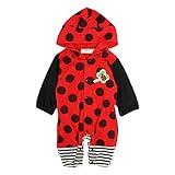 ロンパース 女の子 男の子 なりきり 着ぐるみ 長袖 カバーオール フード付き ベビー服 てんとう虫 70cm