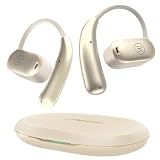 King Lucky イヤホン bluetooth 耳掛け ワイヤレスイヤホン オープンイヤー ブルートゥース ノイズキャンセリング マイク付き 耳を塞がない Bluetooth5.3 音漏れ防止 電池残量表示 AAC/SBC対応 快適装着感 自動ペアリング 30時間連続再生 ながら聴き IPX6防水 ランニング/通勤/散歩/運動/音楽鑑賞 ベージュ