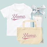 出産祝い 名前入り ギフトセット / Tシャツ & トートバッグ [GP71] 90cm [Tee]ホワイト×ピンクロゴ 出産祝い 誕生日 プレゼント おしゃれな 名入れ ギフト