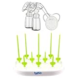 【ノーブランド品】 2点セット　お買い得　インテリジェント　マッサージ　電動　搾乳器　さく乳器　ボトル　おしゃぶり　乾燥棚　乾燥ラック　全2色 - 緑