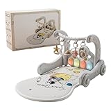 Quxxuolベビージム プレイマット 赤ちゃん 玩具 新生児プレイマット 新生児音楽フィットネス ファッションおもちゃ 室内遊具 知育玩具 ベビーおもちゃ 幼児おもちゃ 赤ちゃん 感覚刺激新生児 出産祝い プレゼント ギフト赤ちゃん用アクティビティマット (47*48*41,ライトグレー)