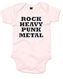 (ロック、ヘビー、パンク、メタル。) Rock Heavy Punk Metal, プリント　ベビースーツ - ベビー　ピンク/黒 3-6 ヶ月