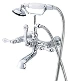 Kingston Brass CC552T1 Vintage Leg Tub Filler with Hand Shower and Straight Arm, Metal Lever Handle,