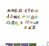 BIBITIME DIY ABC 26 Alphabet Vinyl Stickers English Letter Owl Zebra Animal Character Wall Decal for