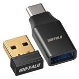 バッファロー Bluetooth 5.4 対応 USBアダプター レシーバー USB Type-A to C 変換アダプター 付属 ドングル 後付け 子機 ブルートゥース コンパクト 小型 パスキー BSBT54DC205BK