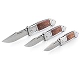 WORKPRO フォールディングナイフ 3本組　切れ味良い カッコイイ ウッド ハンドル　Ｗ000309AJ　登山・キャンピング・お釣りなどに最適