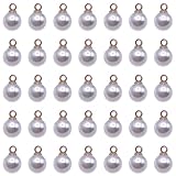 [ファイニエ] パールチャーム 8mm 50個 プラ ホワイト ゴールド KC金 カン付き ピアス イヤリング チャーム パール アクセサリー パーツ BD4167