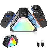 PhyiFlbey Switch 2 ジョイコン用 充電器 ニンテンドースイッチ2 用 4in1 収納 一体型 充電スタンド 過充防止 RGBライト Type-C給電 USB-Cケーブル付属 取付簡単 省スペース 周辺機器 対応 黒
