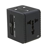 SODIAL(R) 2 USBアダプター米国、EU、英国AU100V-240V　2.1A付きユニバーサル充電器用　旅行用　黒