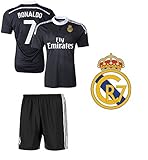 jerzehero Cristiano Ronaldo # 7 RealブラックMadrid Kids Soccer Jersey withショーツセット