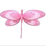 Hanging DragonflyダークピンクフクシアホワイトTriple Layeredナイロントンボメッシュデコレーション装飾赤ちゃん保育園寝室女の子部屋天井壁装飾結婚式誕生日パーティーベビーシャ