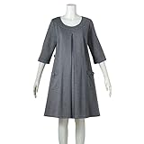 (ニッセン) nissen 【 マタニティ 授乳服 産前 産後 】 変わり編 ポンチ センタータック ワンピース 授乳機能付き チャコールグレー杢 マタニティL