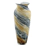 Essential D?cor Entrada Collection Glass Vase, 15.5 by 6.5-Inch, Blue/Amber [並行輸入品]