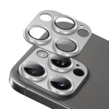 iPhone 16 Pro / 16 Pro Max 対応 カメラ保護 ガラスフィルム 硬度9H 強化ガラス アイフォン16 プロ / 16 プロMax カメラレンズプロテクター 衝撃吸収 飛散防止 全面保護 黒縁取り 露出オーバー防止 アルミ合金 カメラカバー 高透過率 自動吸着 気泡ゼロ 汚れ防止 貼り付け簡単（2枚セット）(シルバー)