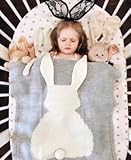 【ママセレクト】（グレー）現役ママが選ぶ子供に使いたい安心安全　ブランケット　欧米風★大人気　うさぎさんの可愛い　タオルケット　１年中使えるお昼寝タオルケット　ガーゼケット　 (グレー)