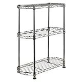 【メタルラック ランキング入賞】ルミナス スチールラック 幅45 奥行20cmモデル おしゃれなオーバル 3段12.7mm ポール ルミナス ブラック ミニラック BN204555-3 ブラックニッケル メタル製 黒ラック ＜サビに強い防錆