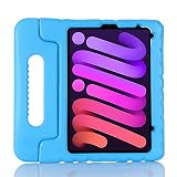iPad Mini 7 ケース (A17 Pro) 2024/ Mini 6 8.3インチ用キッズケース、軽量EVA耐衝撃コンバーチブルハンドルスタンドタブレットカバー、iPad Mini第7世代/第6世代用(ブルー)