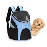 LeafIn ペット キャリーバッグ 犬 猫 リュック 折り畳み式 犬用 猫用 きゃりーバッグ 小型犬 小動物用 旅行 通院 災害避難 お出かけリュック バッグ266 (L, ブルー)