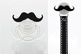 SET Black Handlebar Mustache Symmetric Pacifier and Pacifier Clip(GSRHB-NB) by Crystal Dream