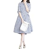 マタニティ　ワンピース 着痩せ おしゃれ お出かけ お腹ゆったり 大きいサイズ シャツワンピ (M)