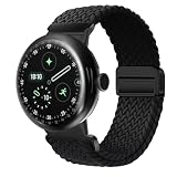 [KeeFos] バンド Google Pixel Watch 4 41mm 2025/Google Pixel Watch 3 41mm/2/1 対応 交換バンド ナイロン 編組 ストラップ 磁気バックル付き マグネット式バックル 替えベルト 通気性 伸縮性 スポーツ 交換ベルト グーグルピクセルウォッチ4 41 mm/3 41 mm/2/1 用 (ブラック)