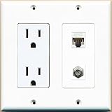 RiteAV – 2 x 15 amp 125 V電源コンセント1 cat5eイーサネットと1 Coax壁プレート
