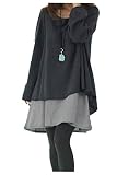 (シュプリ) Surpris マタニティ ゆったり 長袖 ひざ丈 重ね着風 バイカラー ワンピース グレー 灰 M L XL (2:グレー L)