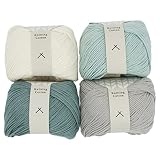 DARUMA Knitting Cotton ニッティングコットン 100ｍ ４色セット 棒針編み 編み物 綿100％ ストレートヤーン糸 (ミント)