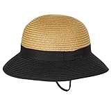 [芦屋ロサブラン] 100％完全遮光 99％ではダメなんです 帽子 洗える キッズブレードハット ガールズ つば裏遮光タイプ ペーパーハット 020403-000 (ベージュ×ブラック)