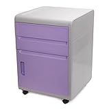 モバイルファイルキャビネットwith組み合わせロック、EvertopストレージユニットCupboard ABSプラスチックファイリングキャビネットwith Wheels 3-Drawer パープル