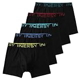[INNERSY] ボクサーパンツ 前開き キッズ 下着 綿 ボクサーブリーフ ボーイズ パンツ男の子 5枚セット 140-170（150，ブラック系）