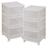 マックス・ジャパン 深型 収納ケース 3段 2個組 ベージュ MJ-F3-2BE