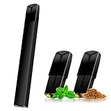 ECOCCO 電子タバコ STICK本体互換バッテリー スターターキット vape ベイプ リキッド スティック リキッド充填済み メンソールカートリッジポットとシガーポット各1個 ニコチン タール無し ベイプ ブラック