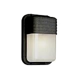 Transglobe Lighting PL-41105 BK Outdoor Bulkhead Fixture with Clear Ribbed Polycarbonate Shade, Blac