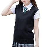 [クラッセ] スクールベスト 学生 制服 春夏 秋冬 通年 通学 無地 Vネック ブラック XLサイズ