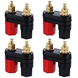 バナナプラグ デュアルバインディングポスト 4本セット ロック端子コネクタ 六角シャンク端子 4mmバナナ接続ソケット オーディオ機器/マイクロフォン/ミキシングコンソール/オーディオアンプ 取り付けが簡単 赤/黒
