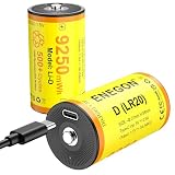 ENEGON 充電式単1電池, 1.5V 9250mWh, Type-C直接充電, 1対2 USB-C充電ケーブル付属, キャンプ用ランタン, ラジオ, おもちゃ用 – 2個セット