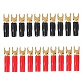 ピュアシーク 10ペア接続配線コネクタ フォーク端子コネクタ Yラグ端子 スピーカー用Yプラグ 金メッキ 金属 8GA対応