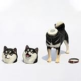 JXK 1/6 柴犬フィギュア スタチュー ミニチュア 柴犬 表情替え 犬フィギュア ミニシーン 犬の置物 動物 犬好き かわいい グッズ 樹脂 模型 おもちゃ ギフト 誕生日プレゼント 塗装済 完成品