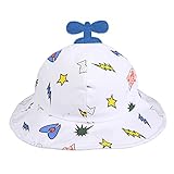 Lalawow ベビー帽子 赤ちゃん用 ハット コットン 日よけ uvカット かわいい プロペラ あご紐付き ユニセックス (ブルー)