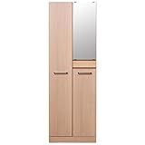 大川家具(日本製) 天然木ミラー付幅60ハイタイプシューズボックス ナチュラル ic0045 代引不可