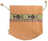 丸和貿易 【アジアンテイストの小物入れ】 フェーミナ 巾着 (L) サーモンピンク