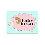 貼ってはがせる車用ステッカー 内貼りタイプ Sサイズ a666もこもこひつじピンク Baby in car custom